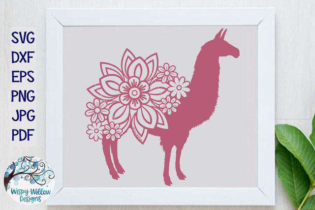 Floral Llama Svg SVG Wispy Willow Designs 