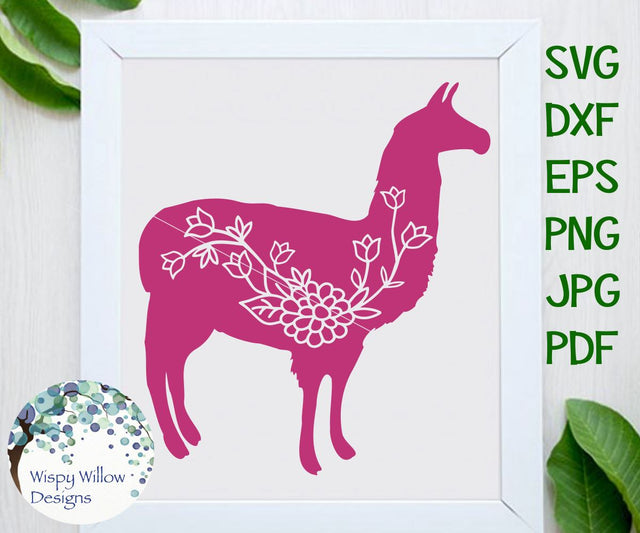 Floral Llama SVG Wispy Willow Designs 