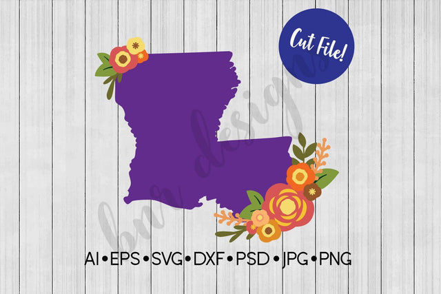 Floral Louisiana SVG SVG BNRDesignShop 