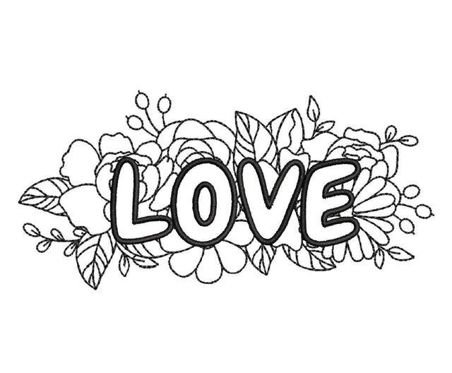 Floral Love Embroidery Design, Valentine's Day Embroidery File, 5 sizes, Instant Download Embroidery/Applique DESIGNS Nino Nadaraia 