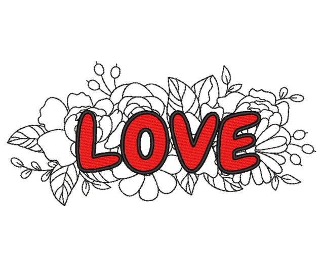 Floral Love Embroidery Design, Valentine's Day Embroidery File, 5 sizes, Instant Download Embroidery/Applique DESIGNS Nino Nadaraia 