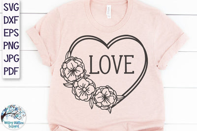 Floral Love Heart SVG SVG Wispy Willow Designs 