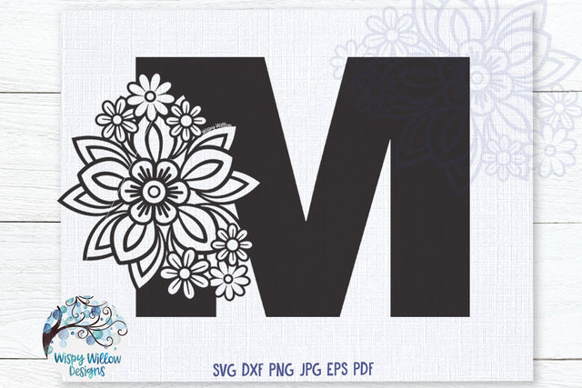 Floral M SVG SVG Wispy Willow Designs 