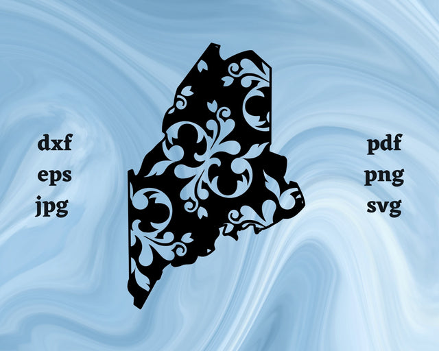 Floral Maine SVG Cut File SVG Northern Light SVG 