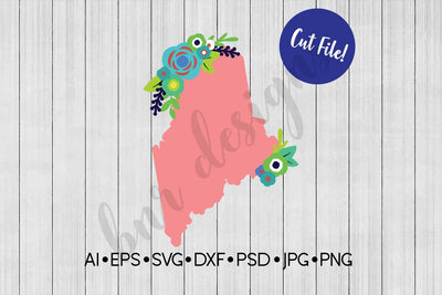 Floral Maine SVG SVG BNRDesignShop 