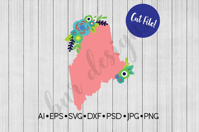 Floral Maine SVG SVG BNRDesignShop 