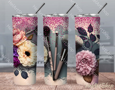 Floral Makeup Tumbler Png |Sublimation Png Sublimation _HelArtShop_ 