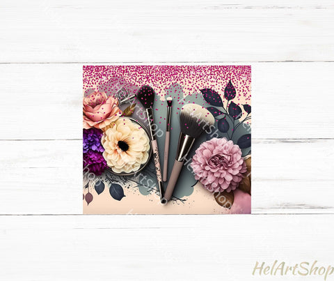 Floral Makeup Tumbler Png |Sublimation Png Sublimation _HelArtShop_ 