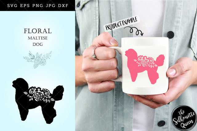 Floral Maltese Dog svg file for cricut, for silhouette, cut eps, cutting png, cuttable dxf, Instant Download design SVG Loveleen Kaur 