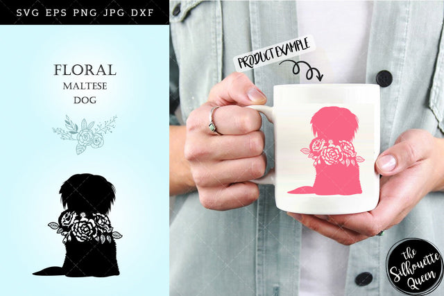 Floral Maltese Dog svg file for cricut, for silhouette, cut eps, cutting png, cuttable dxf, Instant Download design SVG Loveleen Kaur 