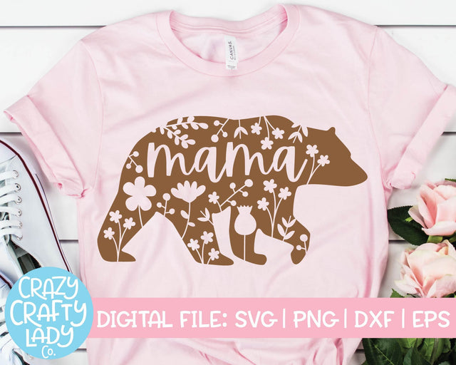 Floral Mama Bear | Mom Quote SVG Cut File SVG Crazy Crafty Lady Co. 