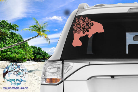 Floral Manatee SVG SVG Wispy Willow Designs 
