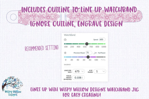 Floral Mandala Apple Watch Band Bundle for Glowforge or Laser Cutter SVG Wispy Willow Designs 