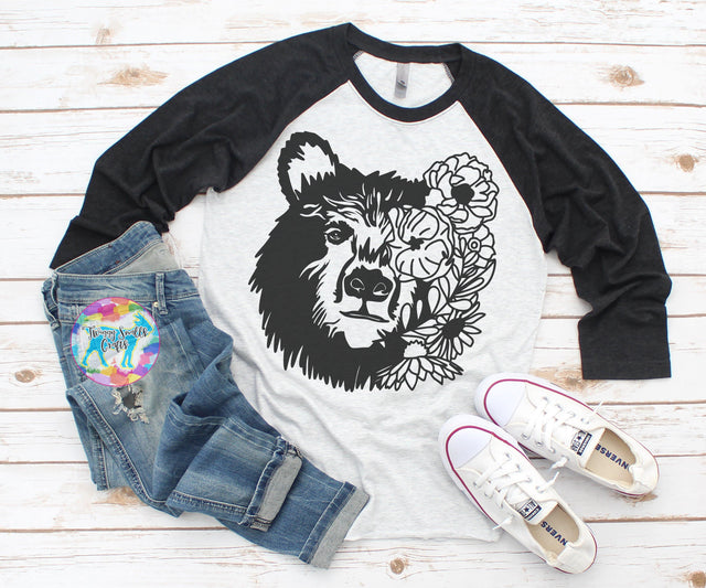 Floral Mandala Bear Head - SVG DXF PNG SVG Twiggy Smalls Crafts 