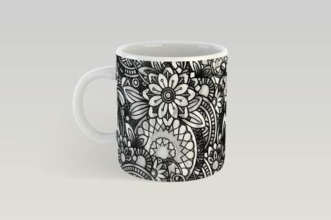 Floral Mandala Mug Sublimation, Full Mug Wrap Sublimation, Mug Sublimation with Flowers Sublimation Elinorka 