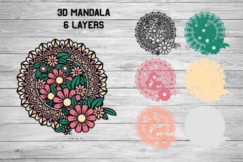 Floral Mandala SVG, 3D Layered Mandala SVG, 6 Layers. 3D Paper Elinorka 