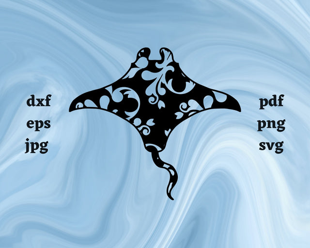 Floral Manta Ray SVG Cut File SVG Northern Light SVG 