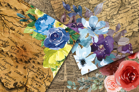 Floral Maps Digital Paper Digital Pattern Old Market 