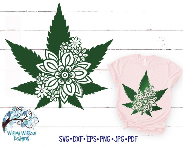 Floral Marijuana Leaf SVG SVG Wispy Willow Designs 