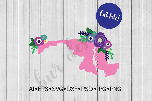 Floral Maryland SVG SVG BNRDesignShop 