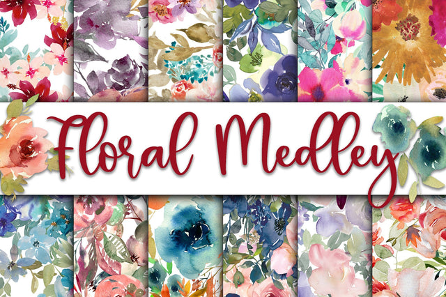 Floral Medley Digital Papers SVG Old Market 