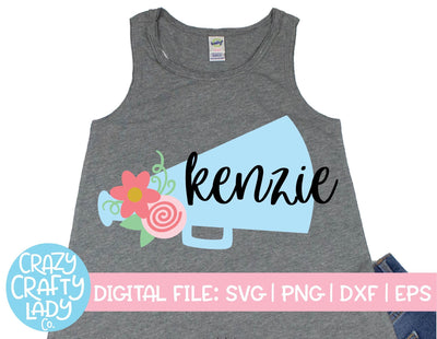 Floral Megaphone | Cheerleader SVG Cut File SVG Crazy Crafty Lady Co. 