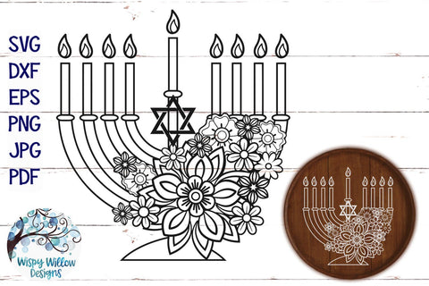 Floral Menorah SVG SVG Wispy Willow Designs 