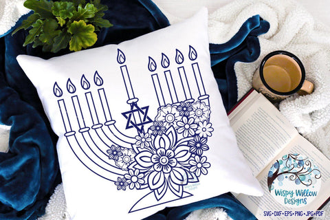 Floral Menorah SVG SVG Wispy Willow Designs 