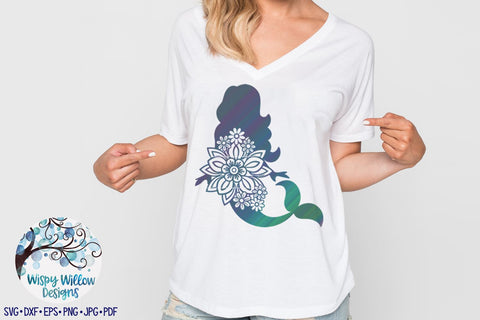 Floral Mermaid SVG SVG Wispy Willow Designs 
