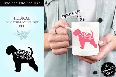 Floral Miniature Schnauzer Dog svg file for cricut, for silhouette, cut eps, cutting png, cuttable dxf, Instant Download design SVG Loveleen Kaur 