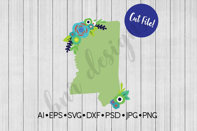 Floral Mississippi SVG SVG BNRDesignShop 
