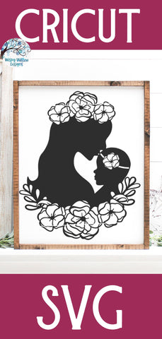 Floral Mom with Baby Girl Svg SVG Wispy Willow Designs 