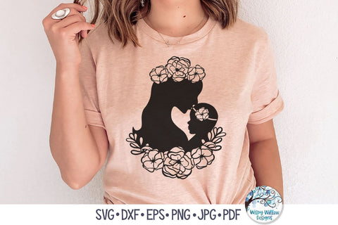 Floral Mom with Baby Girl Svg SVG Wispy Willow Designs 