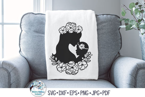 Floral Mom with Baby Girl Svg SVG Wispy Willow Designs 