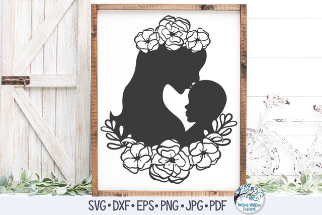 Floral Mom with Baby Svg SVG Wispy Willow Designs 