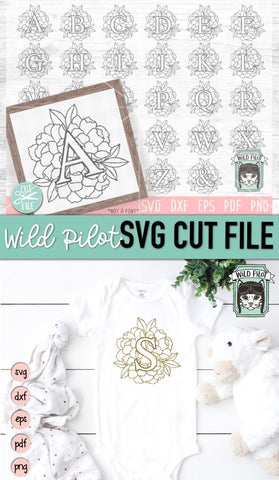 Floral Monogram Alphabet SVG Cut File SVG Wild Pilot 