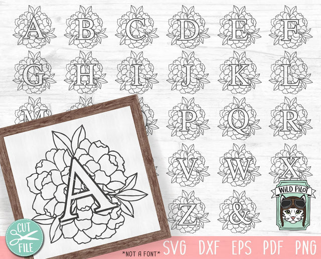 Floral Monogram Alphabet SVG Cut File SVG Wild Pilot 
