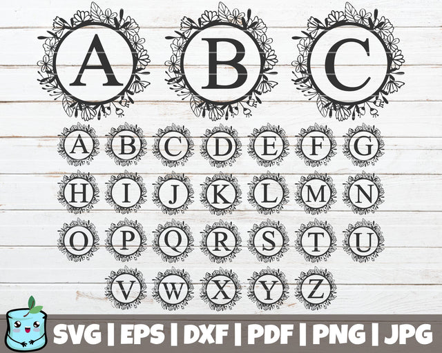Floral Monogram Alphabet SVG MintyMarshmallows 