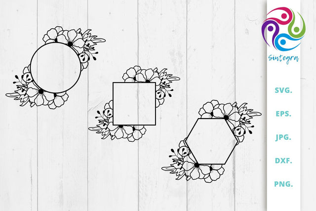 Floral Monogram Frame Bundle Svg File SVG Sintegra 