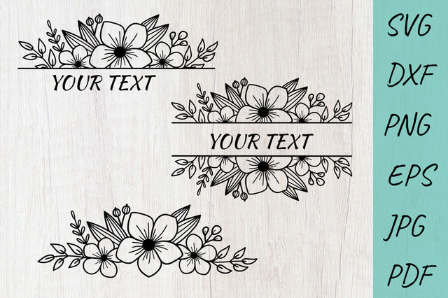 Floral Monogram Frame Bundle SVG, Flower Split Monogram SVG SVG Irina Ostapenko 