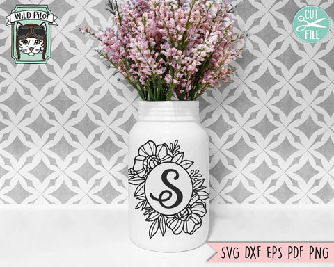 Floral Monogram Frame SVG, Floral Monogram Frame Cut File, Round Flower Frame SVG, Floral Border SVG, Wedding Sign SVG, Flower Monogram Frame SVG, Round Shape Monogram Frame SVG SVG Wild Pilot 