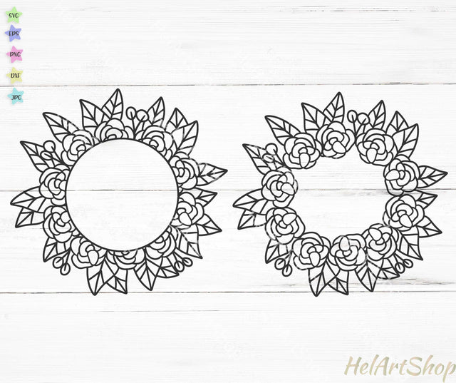Floral monogram frame svg SVG _HelArtShop_ 