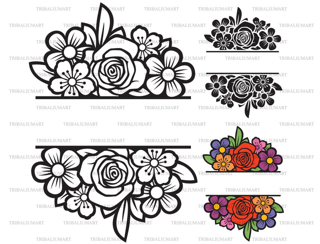 Floral monogram frame SVG TribaliumArtSF 