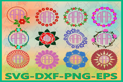 Floral Monogram Frames SVG, Circle Frames SVG AlexSVGStudio 