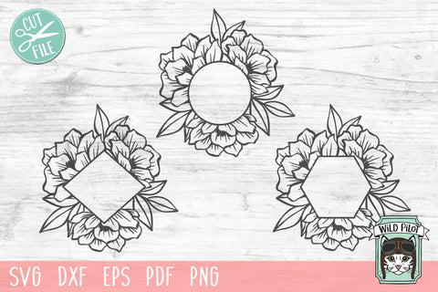 Floral Monogram Frames SVG Cut File SVG Wild Pilot 