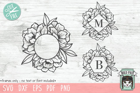 Floral Monogram Frames SVG Cut File SVG Wild Pilot 