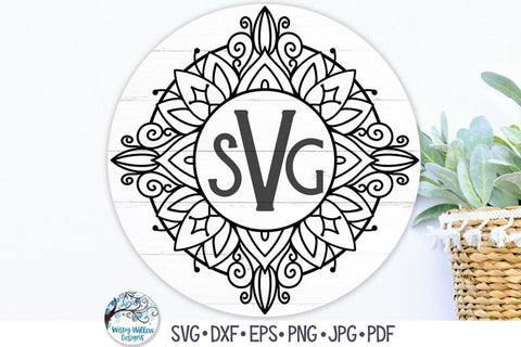 Floral Monogram Mandala SVG SVG Wispy Willow Designs 
