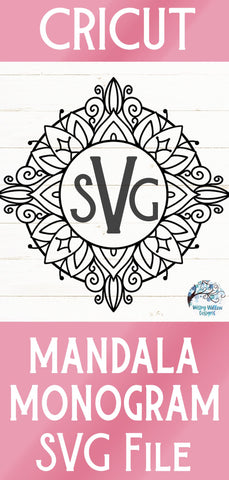 Floral Monogram Mandala SVG SVG Wispy Willow Designs 