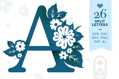 Floral Monogram - Monogram with Flowers SVG SVG Big Design &Co 