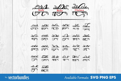 Floral monogram split svg SVG vectorbundles 